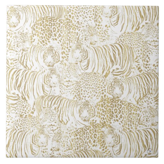 Gold Leopard Tiger-Muster Fliese (Vorderseite)