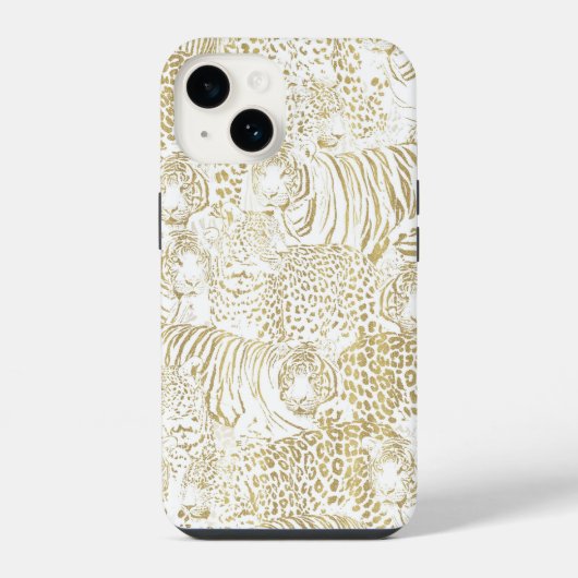 Gold Leopard Tiger Tiere iPhone Hülle (Rückseite)