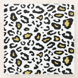 Gold Leopardenprint, nahtlos Muster. Glasuntersetzer