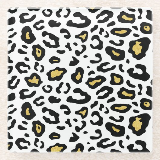 Gold Leopardenprint, nahtlos Muster. Glasuntersetzer (Vorderseite)