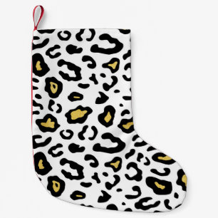 Gold Leopardenprint, nahtlos Muster. Kleiner Weihnachtsstrumpf