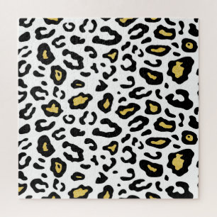 Gold Leopardenprint, nahtlos Muster. Puzzle