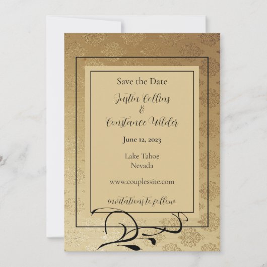 Gold Les Amoureux Hochzeit speichern das Datum Save The Date (Vorderseite)