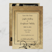 Gold Les Amoureux Hochzeit speichern das Datum Save The Date (Vorne/Hinten)