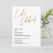 Gold Let's Celebrate Simple Wedding Party Einladung (Stehend Vorderseite)