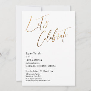 Gold Let's Celebrate Simple Wedding Party Einladung