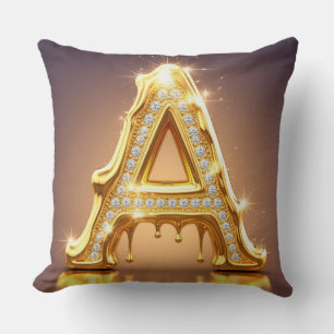 Gold Letter A Diamanten Tropf Monogramm Geschenk Kissen