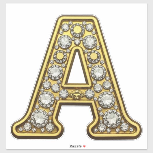 Gold Letter A Encrusted With Diamonds Jewelry Aufkleber (Blatt)