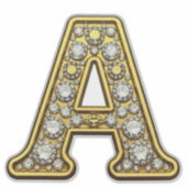 Gold Letter A Encrusted With Diamonds Jewelry Aufkleber (Vorderseite)