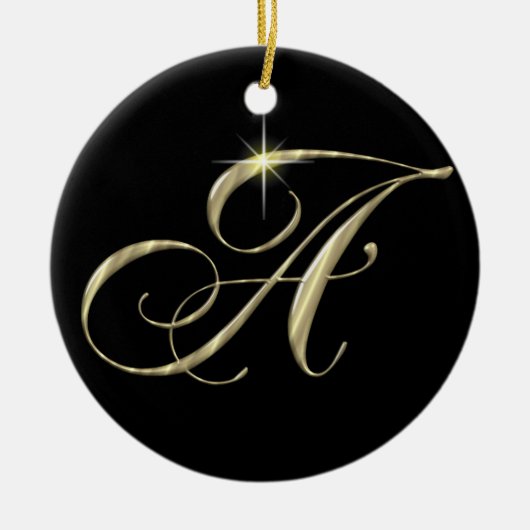 Gold Letter A Monogram, Initial Ornament Fan Pull (Vorne)