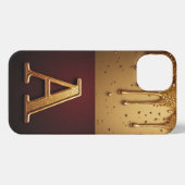 Gold Letter A Monogram With Dripping Metall iPhone Hülle (Rückseite (Horizontal))