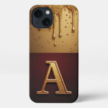 Gold Letter A Monogram With Dripping Metall