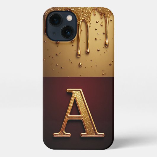 Gold Letter A Monogram With Dripping Metall iPhone Hülle (Rückseite)