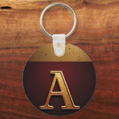 Gold Letter A Monogram With Dripping Metall Schlüsselanhänger (Rückseite)