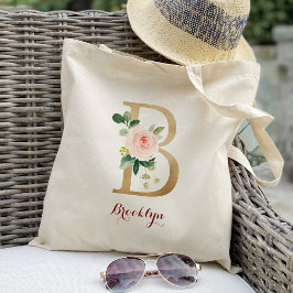 Gold Letter B und Blush Personalisiert Tragetasche