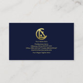 Gold Letter-C Zuhause Minimalistisch Blue Construc Visitenkarte (Rückseite)