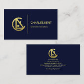 Gold Letter-C Zuhause Minimalistisch Blue Construc Visitenkarte (Vorne/Hinten)