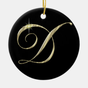 Gold Letter D Monogram, erste Blende für den Ziers Keramik Ornament