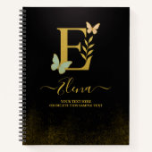 Gold Letter E Butterfly Notebook-Abdeckung Notizblock (Vorderseite)