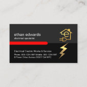 Gold Letter E Electrician Lightning Service Visitenkarte (Vorderseite)