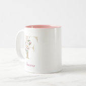 Gold Letter F, Monogram F, Rosa Blumengeschenk ihr Zweifarbige Tasse (Vorderseite Links)