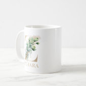 Gold Letter Floral Monogram Z Kaffeetasse (Vorderseite Links)