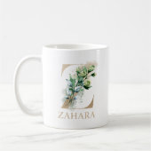 Gold Letter Floral Monogram Z Kaffeetasse (Links)