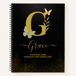 Gold Letter G Butterfly Notebook-Abdeckung Notizblock