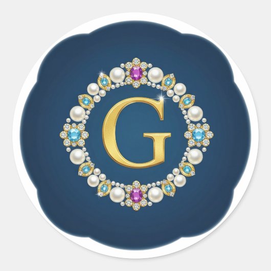 Gold Letter G Pendant Embellished With Pearls Runder Aufkleber (Vorderseite)