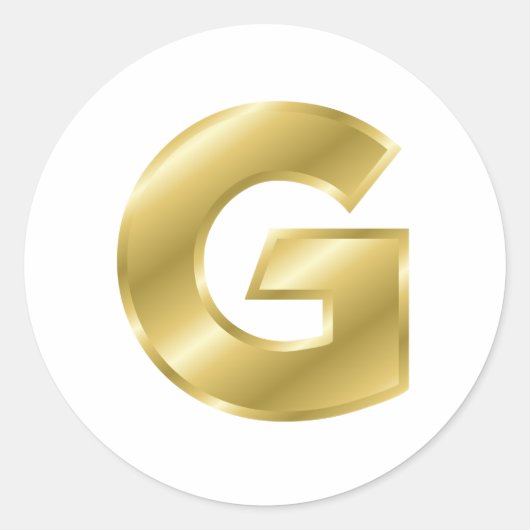 Gold Letter G Runder Aufkleber (Vorderseite)