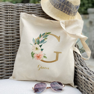 Gold Letter G und Blush Personalisiert Tragetasche