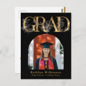 Gold Letter GRAD floral Foto Grad Bekanntgabe Postkarte (Vorne/Hinten)