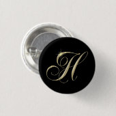 Gold Letter H Monogram Erstgeschenk Button (Vorne & Hinten)
