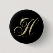 Gold Letter H Monogram Erstgeschenk Button (Vorderseite)