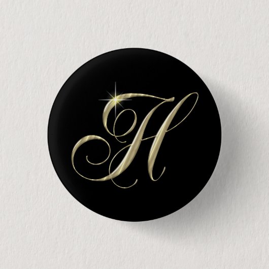 Gold Letter H Monogram Erstgeschenk Button (Vorderseite)