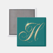 Gold Letter H Monogram Erstgeschenk Magnet (Vorderseite/Rückseite)