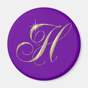 Gold Letter H Monogram Erstgeschenk Magnet