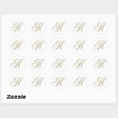 Gold Letter H Monogram Erstgeschenk Runder Aufkleber (Blatt)