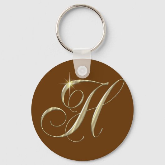 Gold Letter H Monogram Erstgeschenk Schlüsselanhänger (Vorderseite)