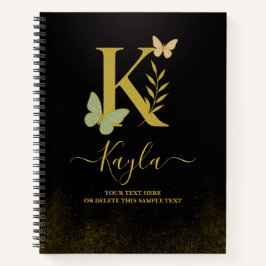 Gold Letter K Butterfly Notizblock