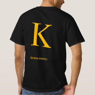 Gold Letter k Queen Energy Shirt – Luxus Schwarz 