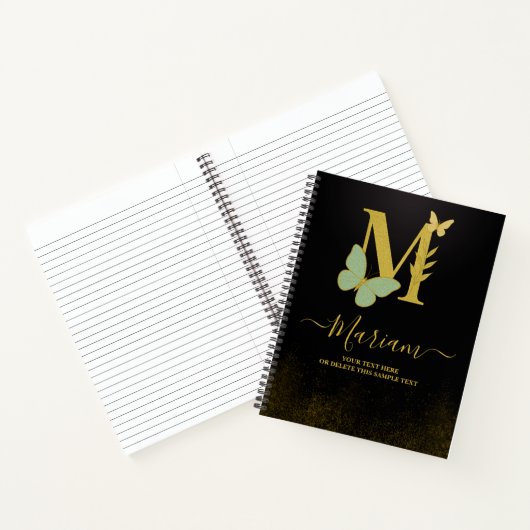 Gold Letter M Butterfly Notebook-Abdeckung Notizblock (Innenseite)