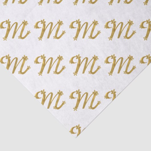 Gold Letter M Monogram Tissue Paper Seidenpapier (Ausschnitt)