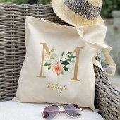 Gold Letter M und Blush Personalisiert Tragetasche