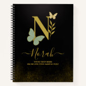 Gold Letter N Butterfly Notebook-Abdeckung Notizblock (Vorderseite)