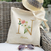 Gold Letter N und Blush Personalisiert Tragetasche