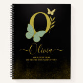 Gold Letter O Butterfly Notebook-Abdeckung Notizblock (Vorderseite)