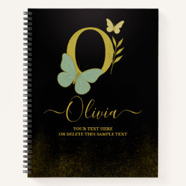 Gold Letter O Butterfly Notebook-Abdeckung Notizblock