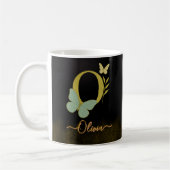 Gold Letter O Butterfly Tasse Design (Links)