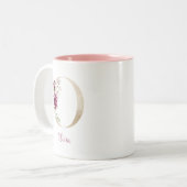 Gold Letter O , Monogram O, rosa Blumengeschenk ih Zweifarbige Tasse (Vorderseite Links)